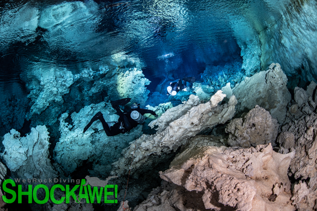 Sidemount divers in indonesian cave