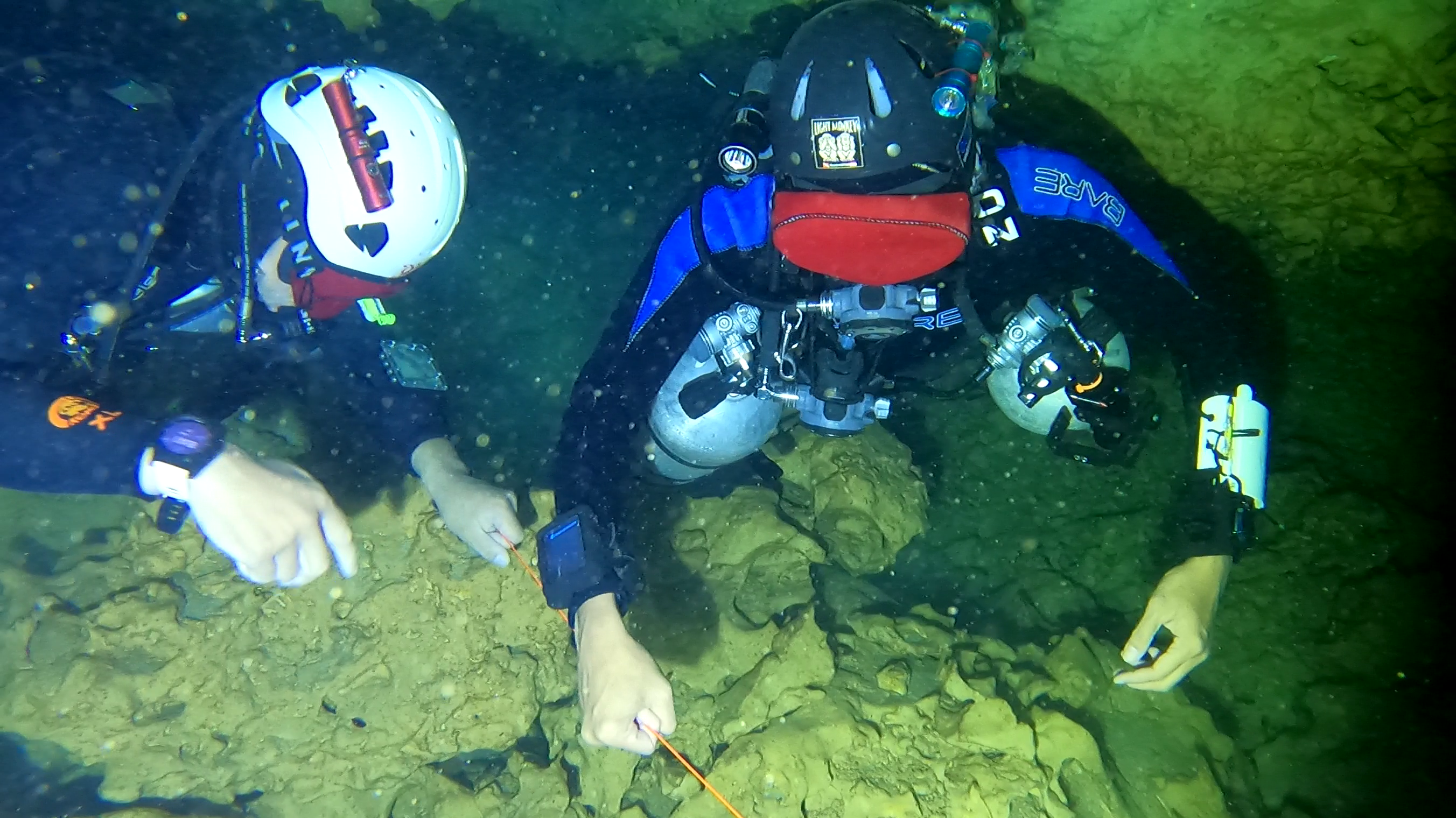 No visibility exit in cave diving.